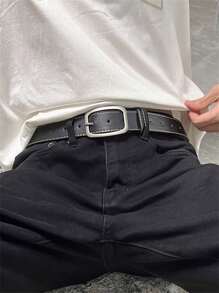 1 条男士黑色皮带带扣，适合牛仔裤、年轻人、学生、休闲、商务、日常穿着 - 彩色 - 查看 5