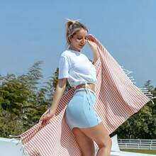 1pc Turkish Beach Towel 39x71-Inch Pre Washed Sand Free Oversized Absorbent Light Beach Towel Pool Towel - Multicolor - View 12