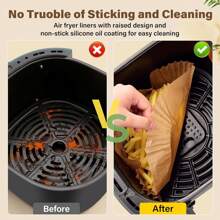 100/200pcs Air Fryer Paper Liners, 6.5 Inch, Oil-Proof, Waterproof, Baking Paper, Suitable For Air Fryer, Baking, Microwave