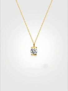 1 pieza Collar con colgante de circonita cúbica creativa de plata de ley 925, elegante para uso diario de mujeres, joyería nupcial, festivales, regalo de fiesta