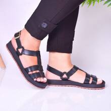 Kit 2 Women's Sandals Comfortable Elegant Low Promotion - 黑色和米色 - 查看 3