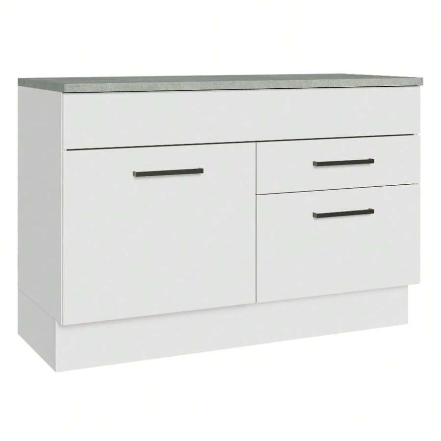 Gabinete Bajo Cocina Madesa Agata 120cm Con Encimera Bb Color Blanco - Blanco - Ver 1