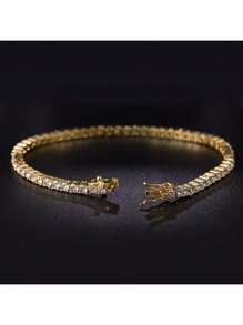 MDFUN Pulseira de tênis Brincos Conjuntos de joias 18K banhado a ouro 3mm zircônia cúbica redonda Pulseira de tênis e 8mm Aço inoxidável Pequeno Conjunto de brincos de argola para mulheres Homens