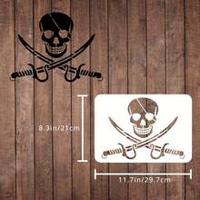 Skull Painting Stencil 11.6x8.3 Inch Plastic Pirate Drawing Stencils Reusable Stencils For Painting On Wood, Floor, Wall And Fabric