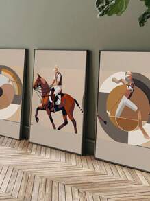 3pcs Triptych Horse Riding Modern-Printing Canvas -Posters-Wall Arts- Frameless Canvas Paintings - Bedroom, Home Office, Kitchen, Bathroom - Indoor/Outdoor Hanging Pictures Ideal Gift For Wall Decoration, Room Decoration Paintings Gifts Birthday Graduation