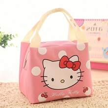 Sanrio 1pc Hello Kitty Insulated Lunch Bag - Adorable Cartoon Canvas Insulated Lunch Box With Waterproof And Oilproof Layer, Dual-Layer Compartment, Portable And Washable, Ideal Gift For Holidays