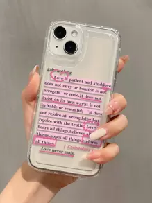 Étui de téléphone antichoc à couverture intégrale en TPU avec motif personnalisé, paragraphe anglais et slogan rose, compatible avec les séries iPhone 16, 15, 14, 13, 12, 11 Pro Max et les séries Samsung