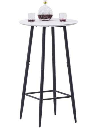  AINPECCA Bar Table Light Grey Kitchen Table Round Bar Tables With Marble Grain Breakfast Dining Bars Counter Bistro Pub Cocktail Tables With Fixed Tabletop And Metal Frame For Home Kitchen Garden