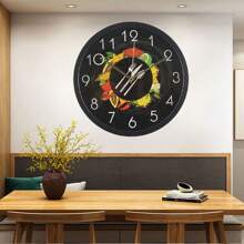 现代北欧静音挂钟客厅挂钟卧室挂钟时尚简约石英挂钟家居使用 - 黑色 - 查看 2