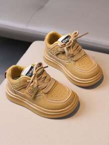 1 Pair Kids Lightweight & Non-Slip Casual Fashionable Breathable Hook-And-Loop Sports Shoes, Suitable For Spring And Autumn