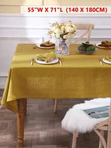 1pc Refreshing Pastoral Solid Color Tablecloth, Skin-Friendly Absorbent Washable & Reusable, Suitable For Living Room, Dining Room, Picnic, Wedding, Daily Home Decor, Spring/Summer