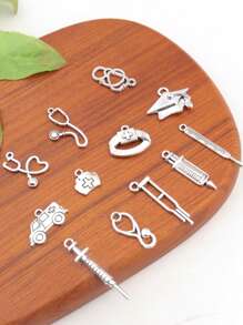 20pcs/50pcs Mixed Random Hospital Doctor Nurse Emergency Vehicle Theme Pendant Antique Silver Color Alloy Charm Set - Zinc Alloy Pendant, For DIY Jewelry, Necklace, Earrings And Bracelet