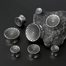 2PCS Fashion Round Vortex Ear Gauges Tunnels 316 Stainless Steel Plugs Women Piercing Body Jewelry Hypoallergenic New