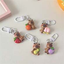 5 件/包卡通可爱水果形状钥匙扣，多功能包袋配件，送给情侣和最好的朋友的礼物，汽车配件包袋饰品背包，适合学校哥特 Y2k - 彩色 - 查看 1