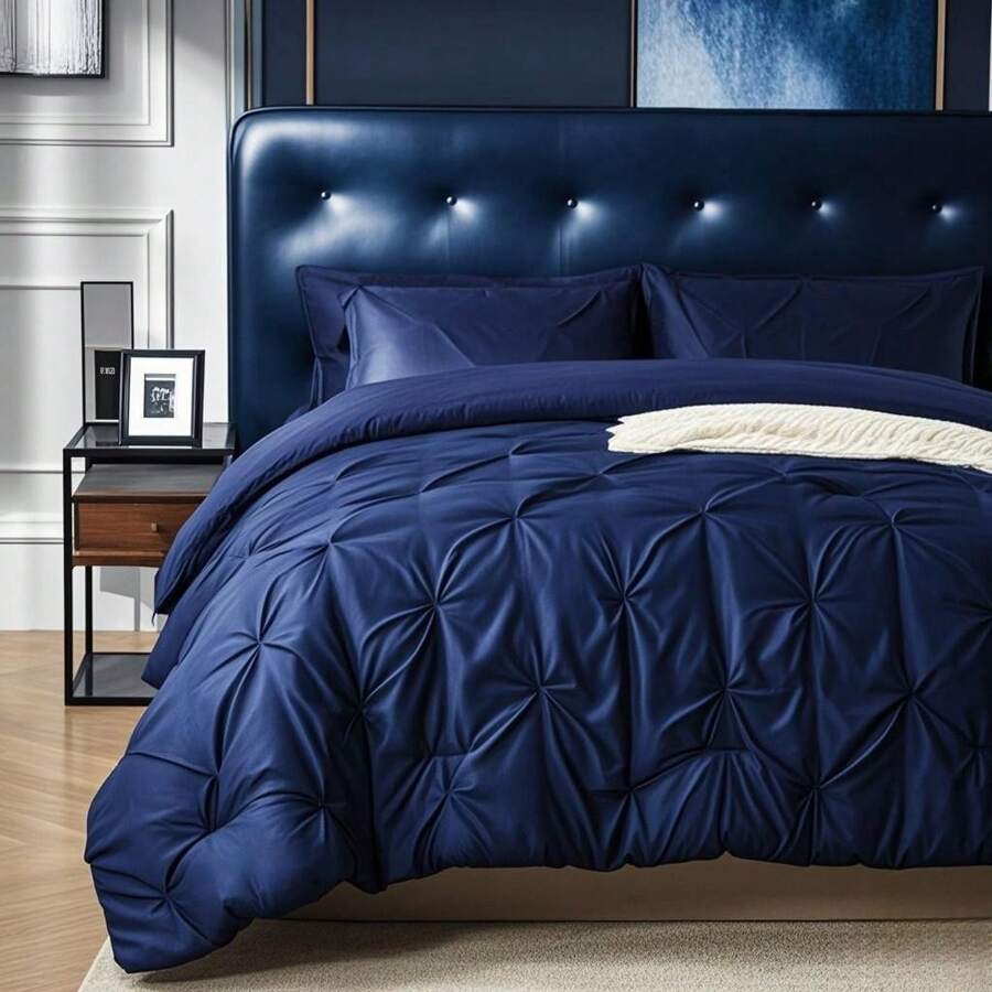 Soft And Breathable Bed In A Bag Set, A Great Gift For Christmas And Other Holidays, Soft And Durable Comforter Set, Twin/Full/Queen/King(7pieces),Ultimate Comfort For A Restful Night's Sleep - Navy Blue - View 1