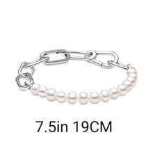 New Design Cultured Freshwater Pearl Snake Bone Bracelet, Fit For DIY Sterling Silver 925 Bracelet, Women's Birthday Wedding Fashion Elegant Jewelry - Silver - View 3