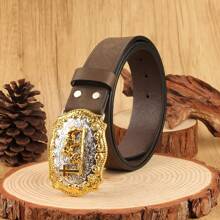 Sunflower Edge Horse Head Cowboy Style 3.7cm Width West Horsehead Belt Buckle, Smooth Circle Hole Pattern Print, Fashionable - Multicolor - View 8