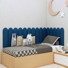 Kit 15 Adhesive Upholstered Headboard In Cloud Modules 60x20 For Single L-Shaped Bed - Navy Blue - View 1