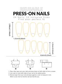 24pcs Long Almond-Shaped Press On Nails Set, French Minimalist Nude Nails, Glossy Finish, Suitable For Women And Girls Everyday Wear