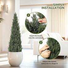 (2 Pack) Artificial Plants Large Cedar Tree 90cm/120cm Artificial Plants Like Real In Pot Plastic Fake Plant For Home Living Room Garden Outdoor Decoration - màu xanh lá - Xem 3
