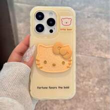 Sanrio Sanrio Simple Solid Color Biscuit Kitty Cat dla 16iPhone15promax etui na telefon Apple 14 13pro nowe 12 japońska kreskówka trójwymiarowa Kitty11