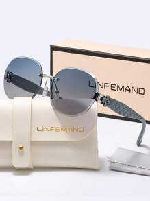 LINFEMAND Oval Decoration Elegant Flower Accent Fashion Fashion Glasses For Women, Suitable For Beach Party, Ballroom, Street Photography, Holiday Gift For Summer Beach Vacation,Outdoor,Travel Shades Temple Decoration Elegant Style Oversized Butterfly Frame - Multicolor - View 13