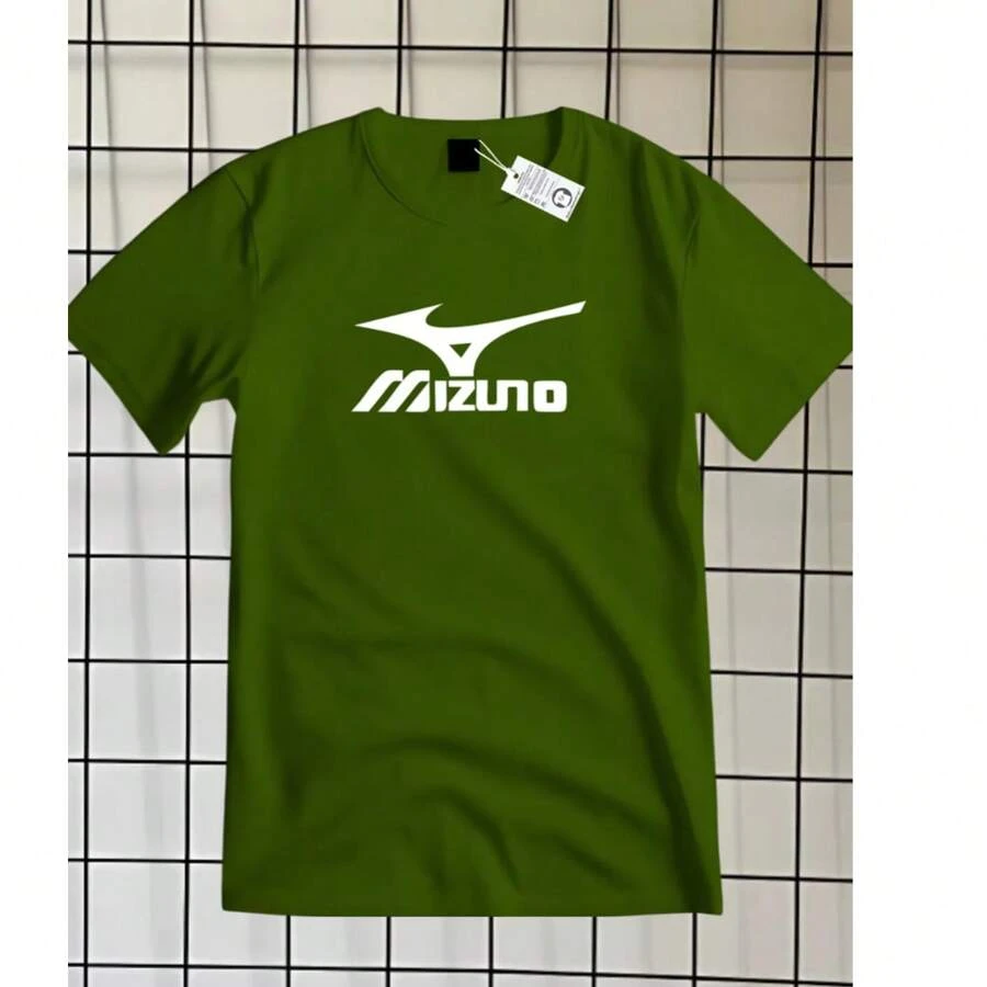 T-SHIRT 100% COTTON SHIRT PRINT MIZZU TENNIS TOP - 軍綠色 - 查看 1