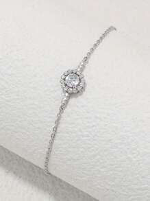 1pc Elegant & Cute S925 Sterling Silver Hollow 5-Pointed Star Chain Bracelet, Suitable For Women Everyday Or Holiday Wear