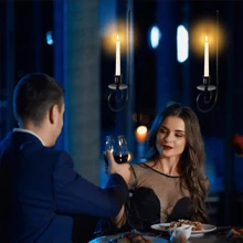 2 件简约黑色悬挂式烛台，壁挂式铁艺艺术装饰，适用于客厅、农舍、壁炉、婚礼 - 黑色 - 查看 8