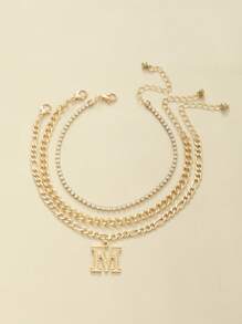 3 件装优雅甜美蝴蝶和星球水钻装饰脚链，适合女孩，珠子颜色随机