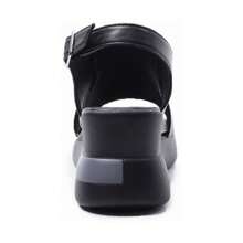 Sandalias Plataforma Suave Dama Cuña Moda Zapatos Negro Cuer - Negro - Ver 7