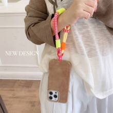 1 pieza Cordón de muñeca corto de moda para teléfono, correa de muñeca antideslizante y antidesplome con conector de funda para teléfono