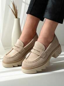 Women's Openwork Moccasins On A Solid Sole Ejina - Footwear - Beige - View 1