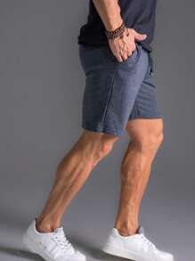 Men's Bermuda Shorts With Ties And Elastic, Gym/Casual Shorts. - 深灰色 - 查看 1