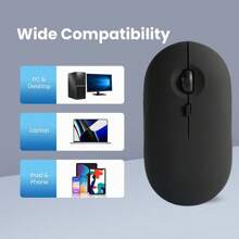 Mysz bezprzewodowa z możliwością ładowania, Bluetooth i połączenie 2,4 GHz przez mikroodbiornik USB, DPI regulowane 800/1200/1600, ergonomiczna, mysz bezprzewodowa do komputera PC//komputera/laptopa/