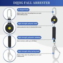 6FT Self Retracting Lifeline Fall Protection Retractable Safety Lanyard Rectracting Lifeline Personal Fall Arrest Protection ANSI Self Retractable Gear For Roofing Construction - Large Hook - View 2