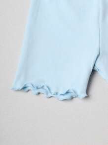 4 piezas Pantaloncillos finos para niñas con ribete de encaje floral, pantalones cortos de seguridad anti-exposición