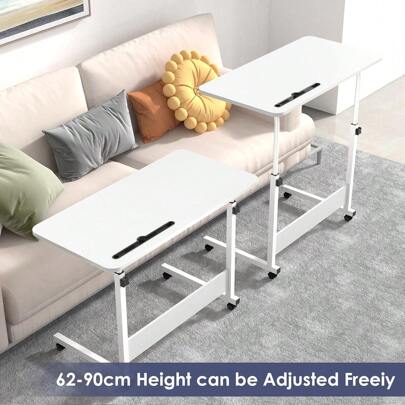 Scrivania mobile per computer, tavolino laterale con ruote e fessura, tavolo per laptop regolabile in altezza 80x40x69-90cm Tavolino laterale mobile per scrivania per computer, tavolo per laptop per letto, tavolino laterale per divano letto