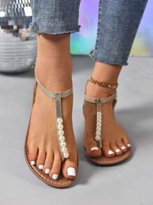 New Spring/Summer Fashion Women's Slip-On Slippers, Versatile Flat Slip-On Sandals - Gold - View 7