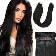 10pcs Women'S Tape-In Hair Extensions, 24 Inch Straight Synthetic Hair Extensions, Seamless & Invisible For All Hair Types 10Pcs/Pack 35g