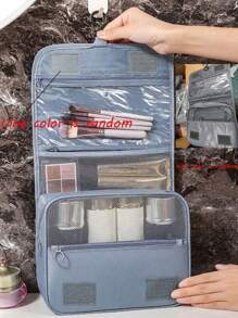 1 pieza Bolsa de maquillaje con gancho, bolsa de artículos de tocador multiusos, bolsa de almacenamiento de baño, bolsa organizadora de maquillaje, soporte para brochas, bolsa de tocador colgante, bolsa de cosméticos, bolsa para datos, bolsa de equipaje, bolso, bolsa de ropa interior, bolsa de zapatos, bolsa organizadora de ropa, bolsa organizadora de cuidado de la piel, bolsa organizadora de viaje, almacenamiento de baño, adecuada para lápiz labial, brochas de maquillaje, bolígrafos de maquillaje, sombra de ojos, espejo, delineador, brillo de labios, productos de cuidado de la piel, cepillo de dientes, vaso para cepillo de dientes, jabón, champú, peine, reloj, teléfono, collar, joyas, productos digitales de vuelta a la escuela