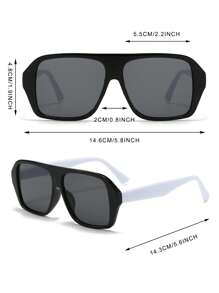 1 件装 女士 黑色方形 PC 镜框 撞色 全框 街头摄影 时尚眼镜