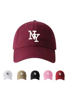 1pc Embroidered NY Letter Baseball Cap, Adjustable Outdoor Sun Hat, Suitable For Spring, Autumn, Travel, Beach, Y2K Style For Youth
