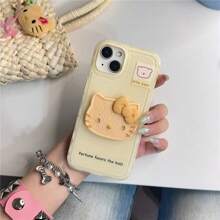Sanrio Sanrio Simple Solid Color Biscuit Kitty Cat dla 16iPhone15promax etui na telefon Apple 14 13pro nowe 12 japońska kreskówka trójwymiarowa Kitty11