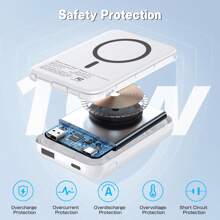 Magnetic Wireless Portable Charger, Slimmest 5000mAh 5V/3A Power Bank,High-Speed Charging Battery Pack, External Phone Powerbank Compatible With IPhone 16 15 14 13 12 And Android,Pink Blue. - Blue - View 5
