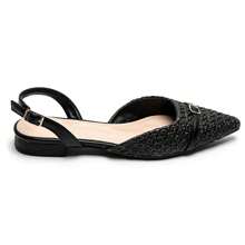 Chaussures Plates Slingback à Bout Pointu And Détail Boucle Tressée – Style Chic And Décontracté - Black - View 4