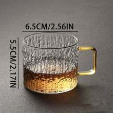 12/6/2件 130毫升方形手柄金边加厚透明玻璃杯/茶杯/浓缩咖啡杯/中国功夫茶杯，适合家庭、派对、咖啡厅、餐厅、办公室，优雅的礼物