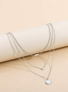 1pc Multi-Layer Pendant Necklace With Faux Pearl Charm, European & American Style - Necklace - View 5