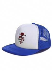 1pc Trucker Hat Flower Printing Unisex Sponge Cap Snapback Hat For Men Women Mesh Baseball Cap Adjustable Wide Brim Sun Hats Summer Flat Bill Hats