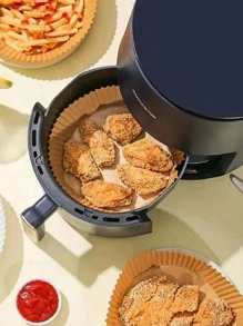 100 件一次性空气炸锅、纸质空气炸锅内胆、纸质篮碗、烤盘、烤箱配件、烘焙工具、厨房小工具、厨房配件 - 圓形 - 查看 5